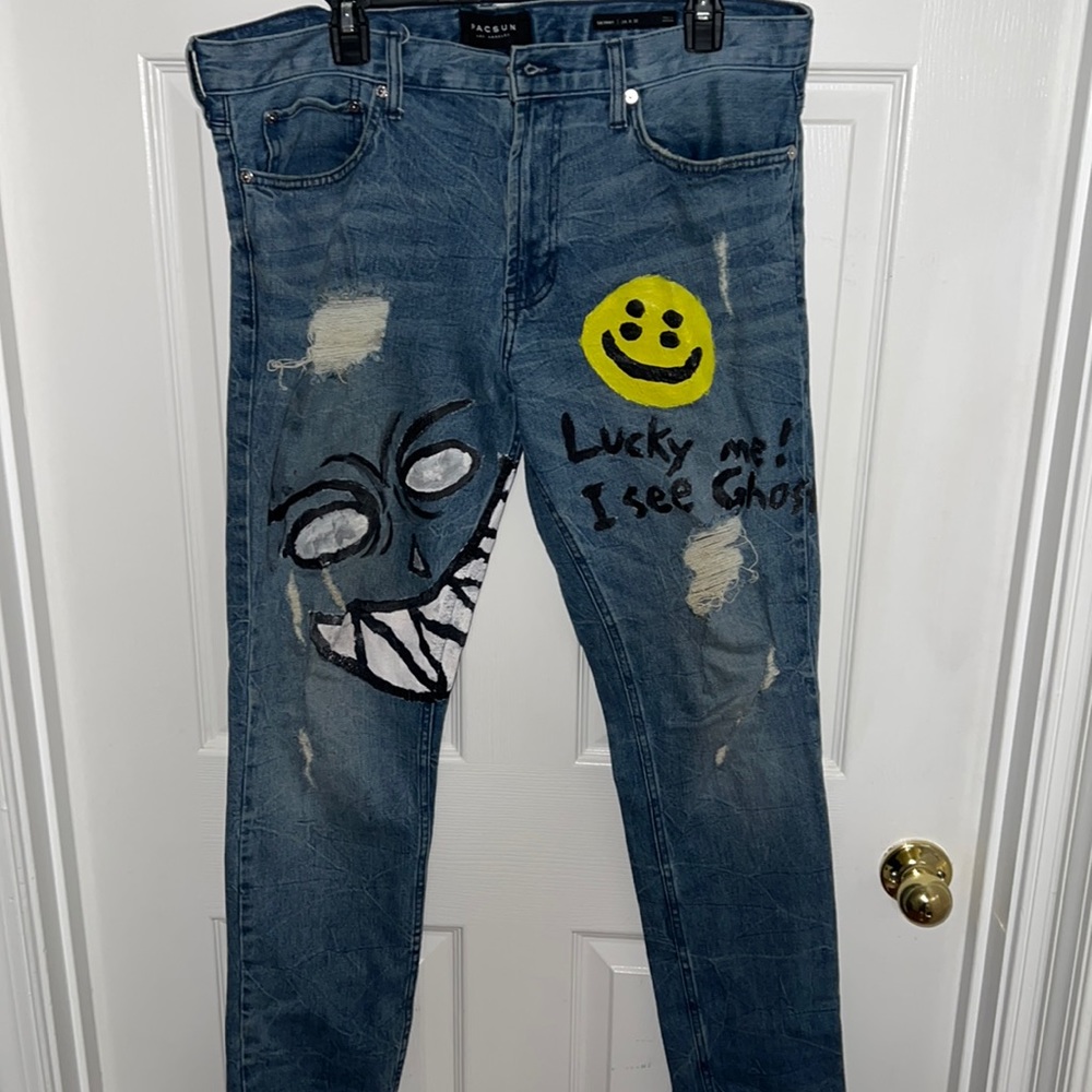PACSUN custom hand painted jeans